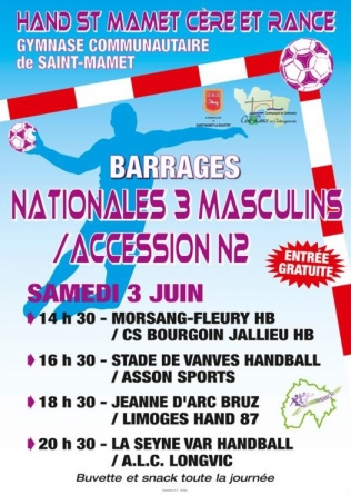 CSBJ Handball : le programme du barrage d’accession